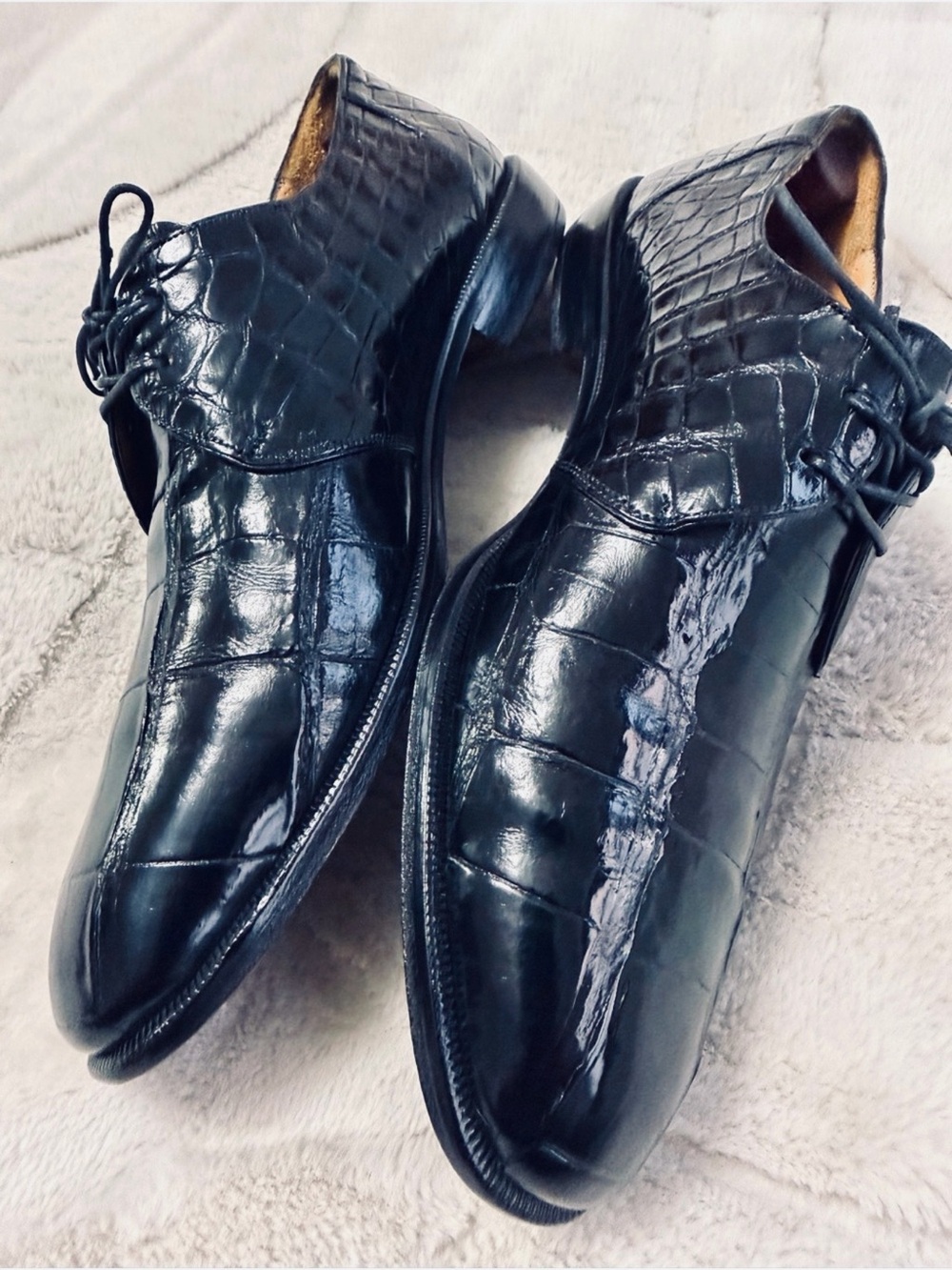 $988 Mezlan Genuine Alligator Crocodile Exotic Lace Up Derby Oxford Shoe 9.5